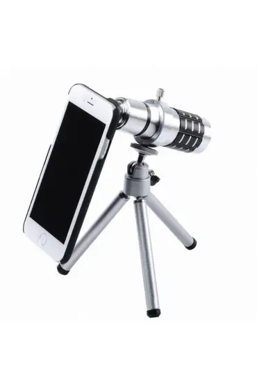 Iphone 5 5S - Iphone 4 4S Için Alüminyum 14X Optik Zoom Yakından Görüntü Çekme Dürbün