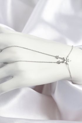 Pirinç Zirkon Taşlı Yıldız Model Gümüş Renk Şahmeran - TJ-SN711