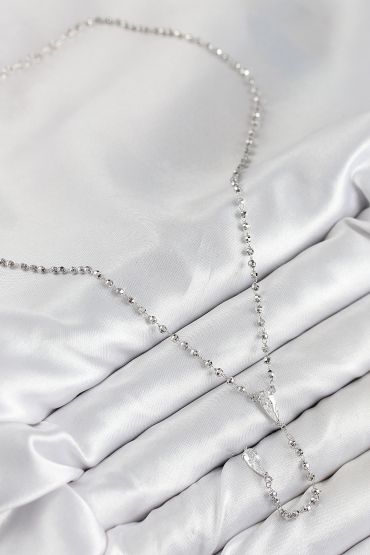 Pirinç Zirkon Taşlı Gümüş Renk Kadın Y Kolye - TJ-BKO10496