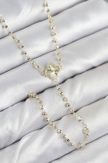 Pirinç Zirkon Taşlı Yonca Model Gold Renk Kadın Y Kolye - TJ-BKO10499