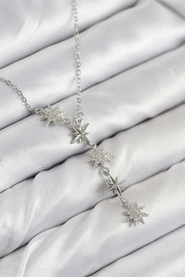 316L Çelik Yıldız Model Gümüş Renk Kadın Kolye - TJ-BKO10500