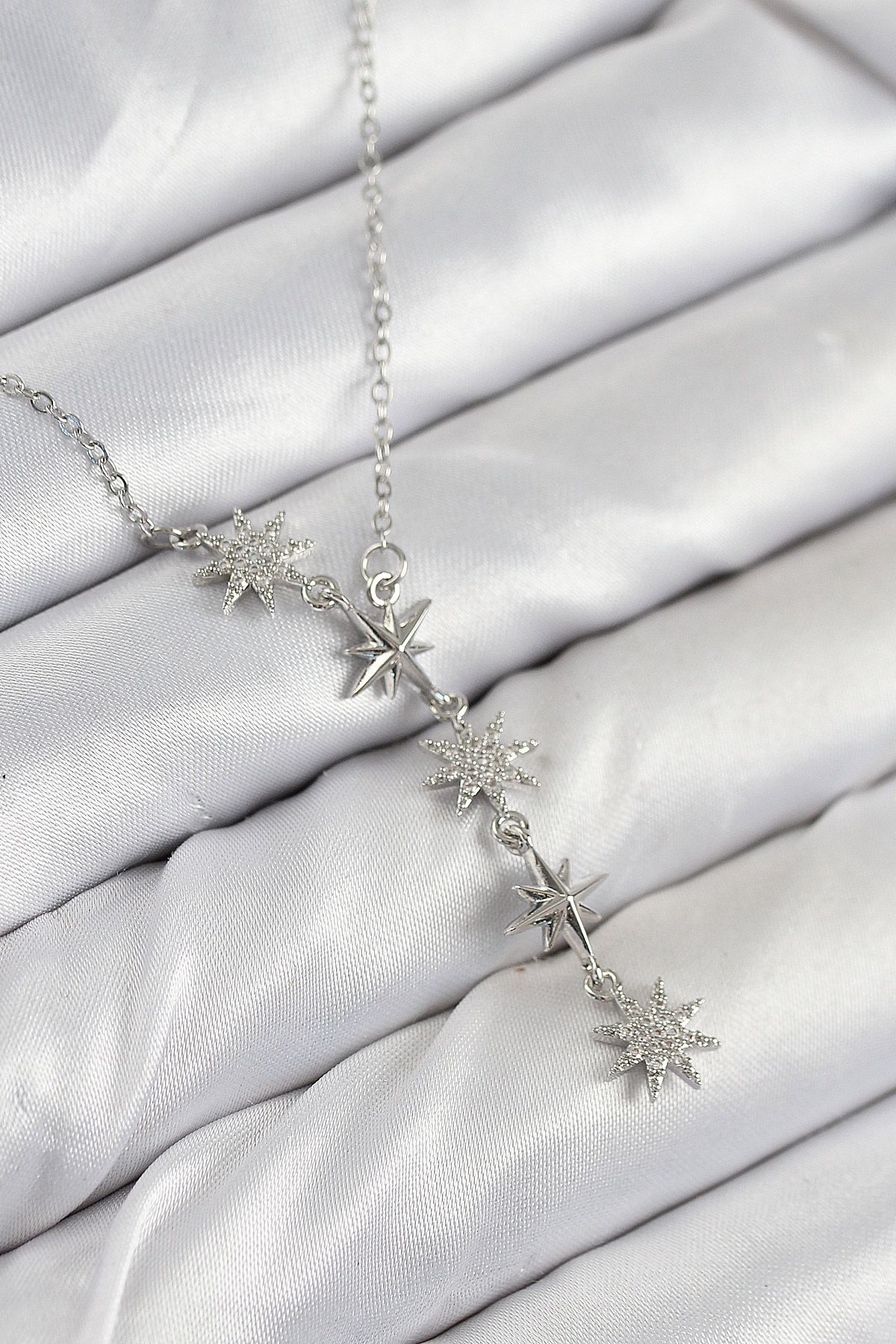 316L Çelik Yıldız Model Gümüş Renk Kadın Kolye - TJ-BKO10500