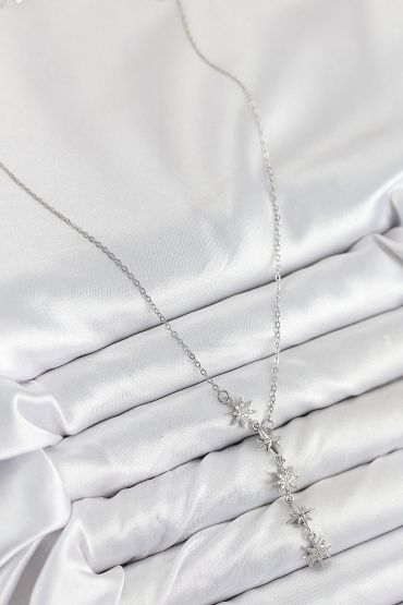 316L Çelik Yıldız Model Gümüş Renk Kadın Kolye - TJ-BKO10500