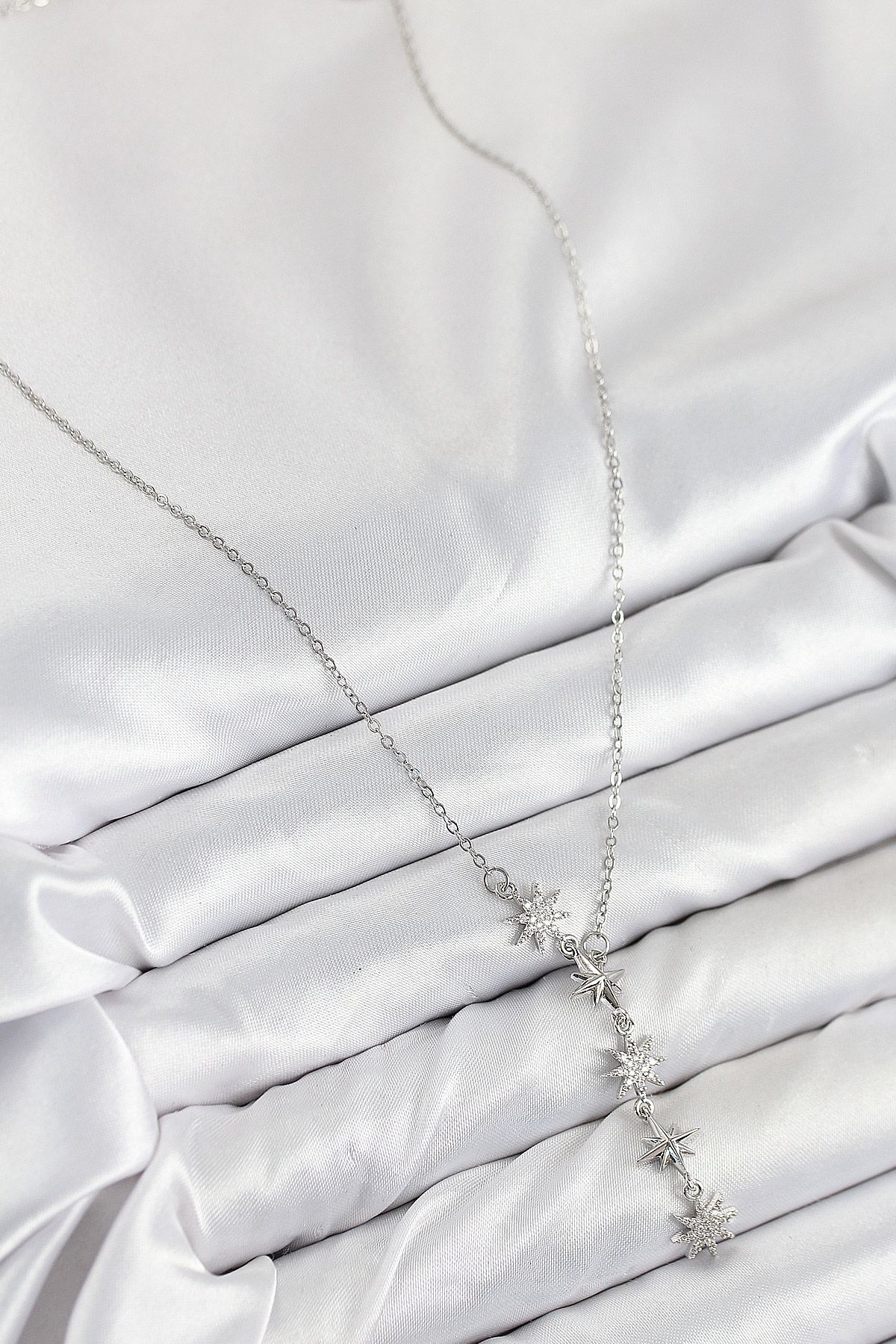 316L Çelik Yıldız Model Gümüş Renk Kadın Kolye - TJ-BKO10500