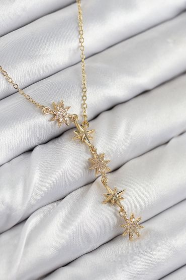 316L Çelik Yıldız Model Gold Renk Kadın Kolye - TJ-BKO10501