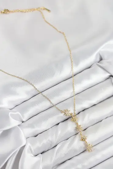 316L Çelik Yıldız Model Gold Renk Kadın Kolye - TJ-BKO10501