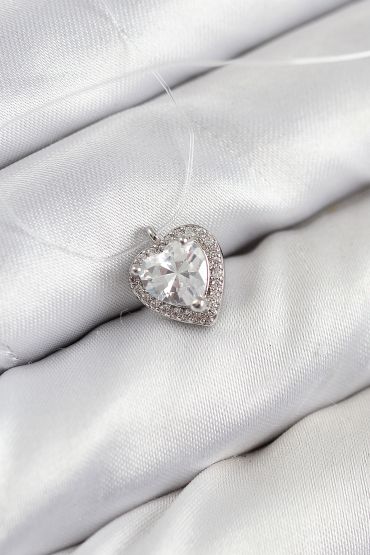 Misineli Kalp Model Gümüş Renk Hayalet Kolye - TJ-BKO10503