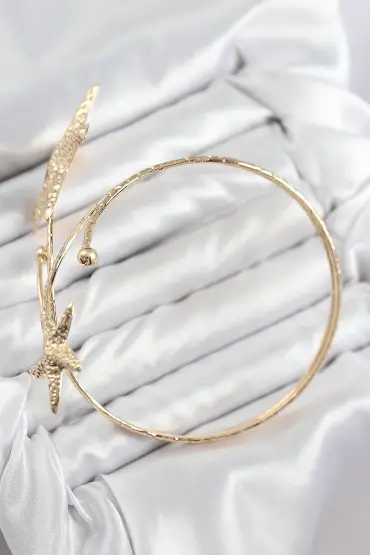 Pirinç Deniz Yıldızı Model Gold Renk Kadın Pazu Bileklik - TJ-BB7797