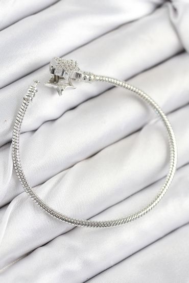 Pirinç Charm Zirkon Taşlı Yıldız Model Gümüş Renk Kadın Bileklik - TJ-BB7804