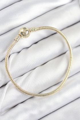 Pirinç Charm Topcuk Model Gold Renk Kadın Bileklik - TJ-BB7807