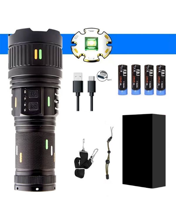 Pro F-3001 Alüminyum TG LED Güç Göstergeli Type-C Şarjlı El Feneri 100 W