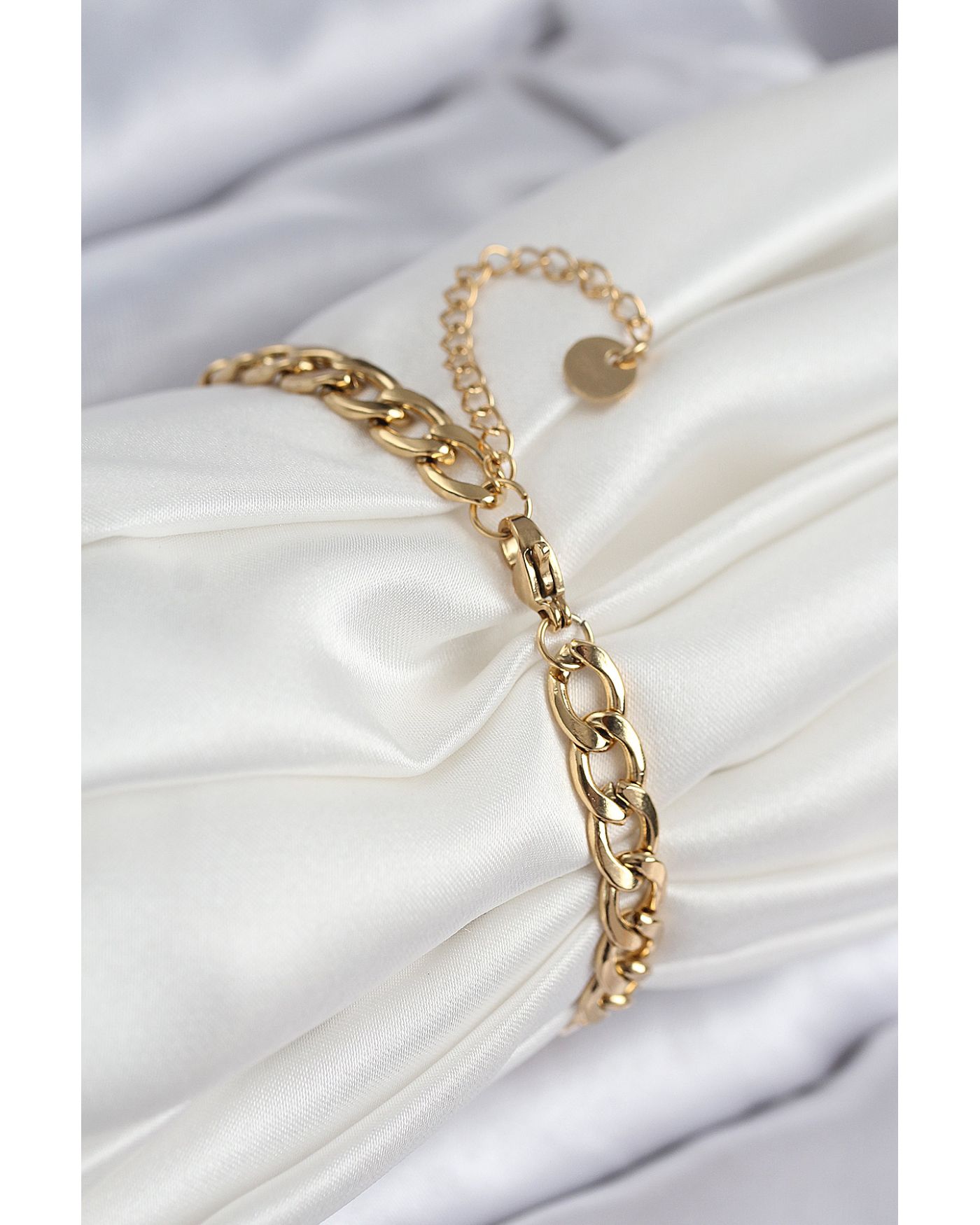 316L Çelik Nazar Boncuk Detaylı Yonca Model Gold Renk Kadın Bileklik - TJ-BB7832