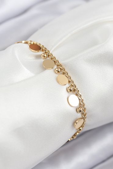 316L Çelik Sıralı Pul Model Gold Renk Kadın Bileklik - TJ-BB7846