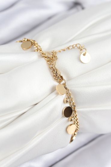 316L Çelik Sıralı Pul Model Gold Renk Kadın Bileklik - TJ-BB7846