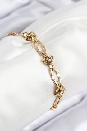 316L Çelik Parçalı Zincir Model Gold Renk Kadın Bileklik - TJ-BB7847