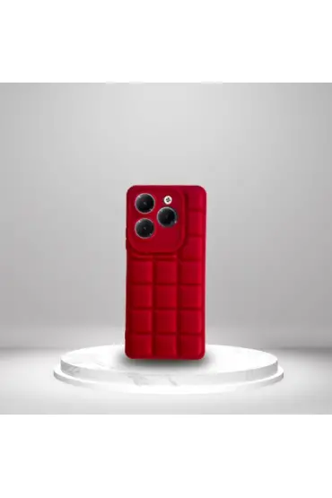 İnfinix Hot 40 Uyumlu  Silikon Madlen Case KIRMIZI