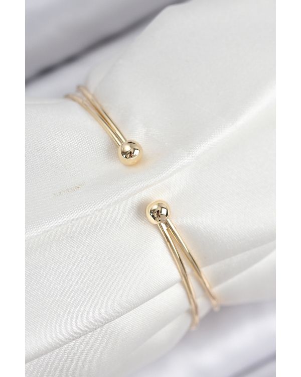 Pirinç Zirkon Taşlı Fiyonk Ve Yonca Model Gold Renk Kadın Bileklik - TJ-BB7851