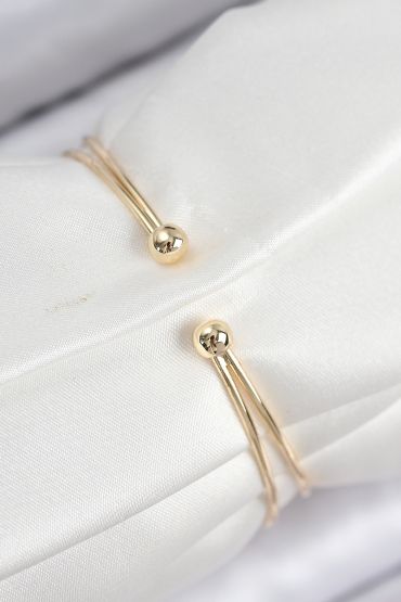 Pirinç Zirkon Taşlı Kalp Model Gold Renk Kadın Bileklik - TJ-BB7855