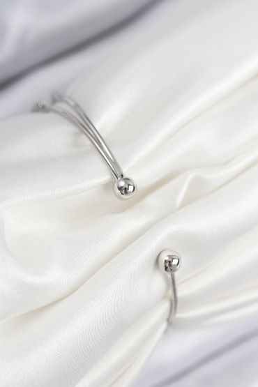 Pirinç Zirkon Taşlı Yıldız Ve İnci Model Gümüş Renk Kadın Bileklik - TJ-BB7884