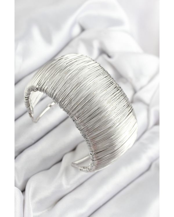 Pirinç Tel Sarma Model Gümüş Renk Kadın Bileklilk - TJ-BB7894