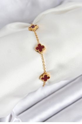 316L Çelik Gold Zincir Baby Boy Bordo Renk Bileklik - TJ-BB7907