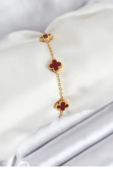 316L Çelik Gold Zincir Baby Boy Bordo Renk Bileklik - TJ-BB7907