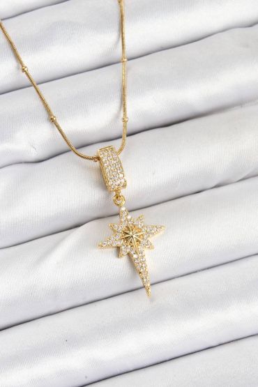 316L Çelik Zincir Gold Renk Kutup Yıldızı Kadın Kolye - TJ-BKO10559