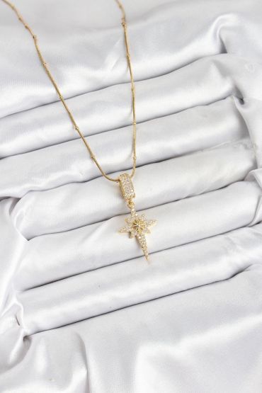 316L Çelik Zincir Gold Renk Kutup Yıldızı Kadın Kolye - TJ-BKO10559