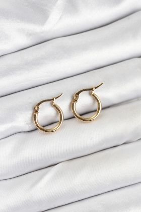 316L Çelik Gold Renk 12 mm Halka Kadın Küpe - TJ-BKP11224