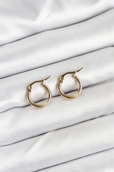 316L Çelik Gold Renk 12 mm Halka Kadın Küpe - TJ-BKP11224