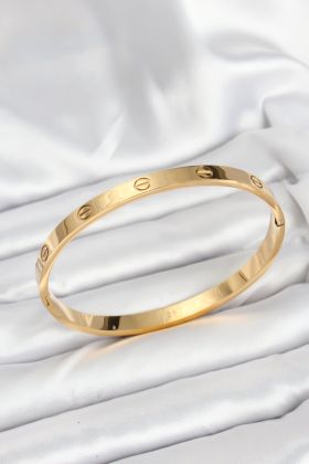 316L Çelik Gold Renk 65 mm Kadın Kelepçe Bileklik - TJ-BB7912