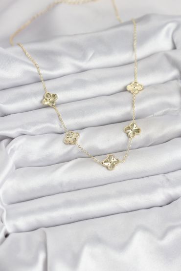 Pirinç Gold Renk Yonca Kadın Kolye - TJ-BKO10561