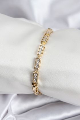 Pirinç VIP Seri Gold Renk Parçalı Model Kadın Bileklik - TJ-BB7930