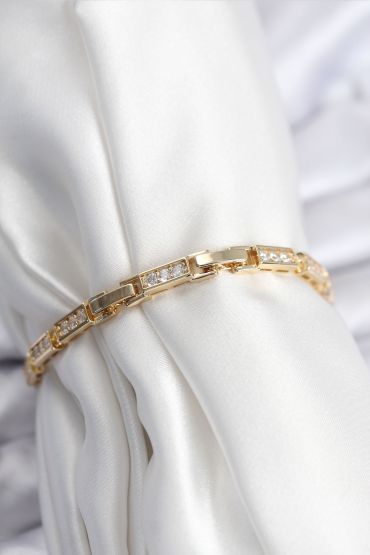 Pirinç VIP Seri Gold Renk Parçalı Model Kadın Bileklik - TJ-BB7930