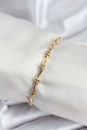Pirinç VIP Seri Gold Renk Kemik Model Kadın Bileklik - TJ-BB7934