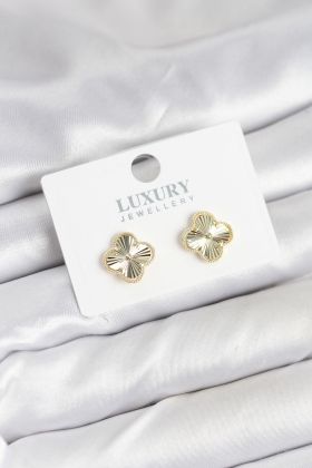 Pirinç Gold Renk Tekli Yonca Kadın Küpe - TJ-BKP11232