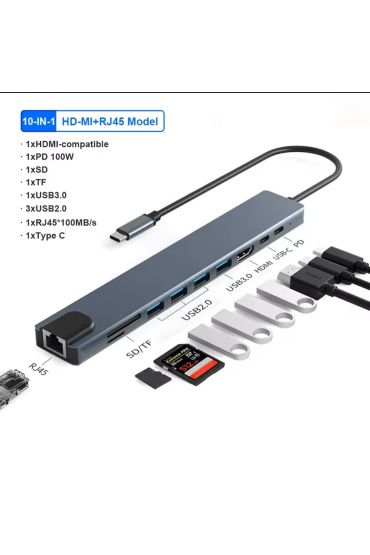 ZR795 Type-C 10 İn 1 Pd Çevirici