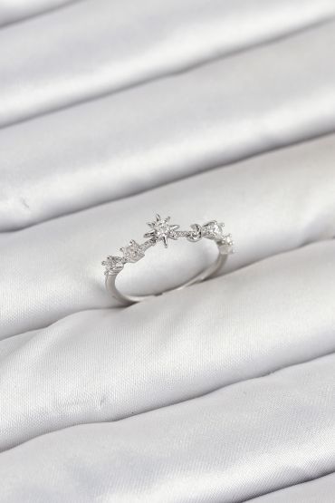 Pirinç Gümüş Renk Manifest Kadın Yüzük - TJ-BYK3891