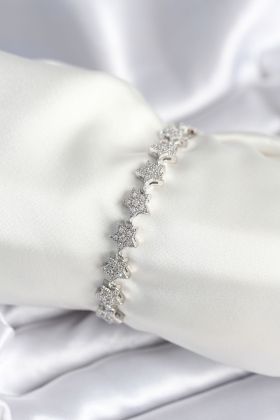 Pirinç Gümüş Renk Yıldız Model Kadın Bileklik - TJ-BB7979