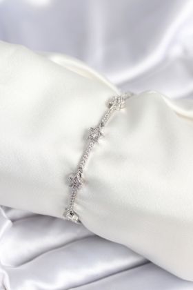 Pirinç Gümüş Renk Halley Yıldız Model Kadın Bileklik - TJ-BB7983