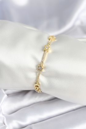 Pirinç Gold Renk Halley Yıldız Model Kadın Bileklik - TJ-BB7984