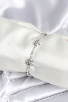Pirinç Gümüş Renk Yıldız Model Kadın Bileklik - TJ-BB7985