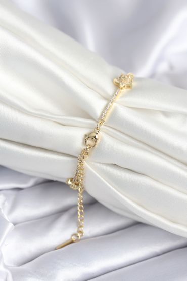 Pirinç Gold Renk Yıldız Model Kadın Bileklik - TJ-BB7986