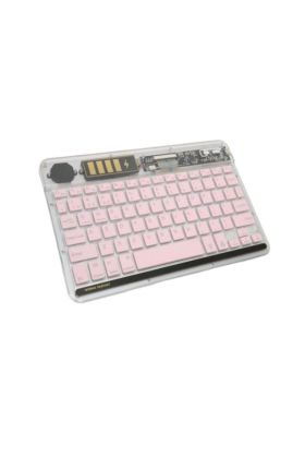 ZR612 Rgb Şeffaf Pembe Bluethooth Klavye
