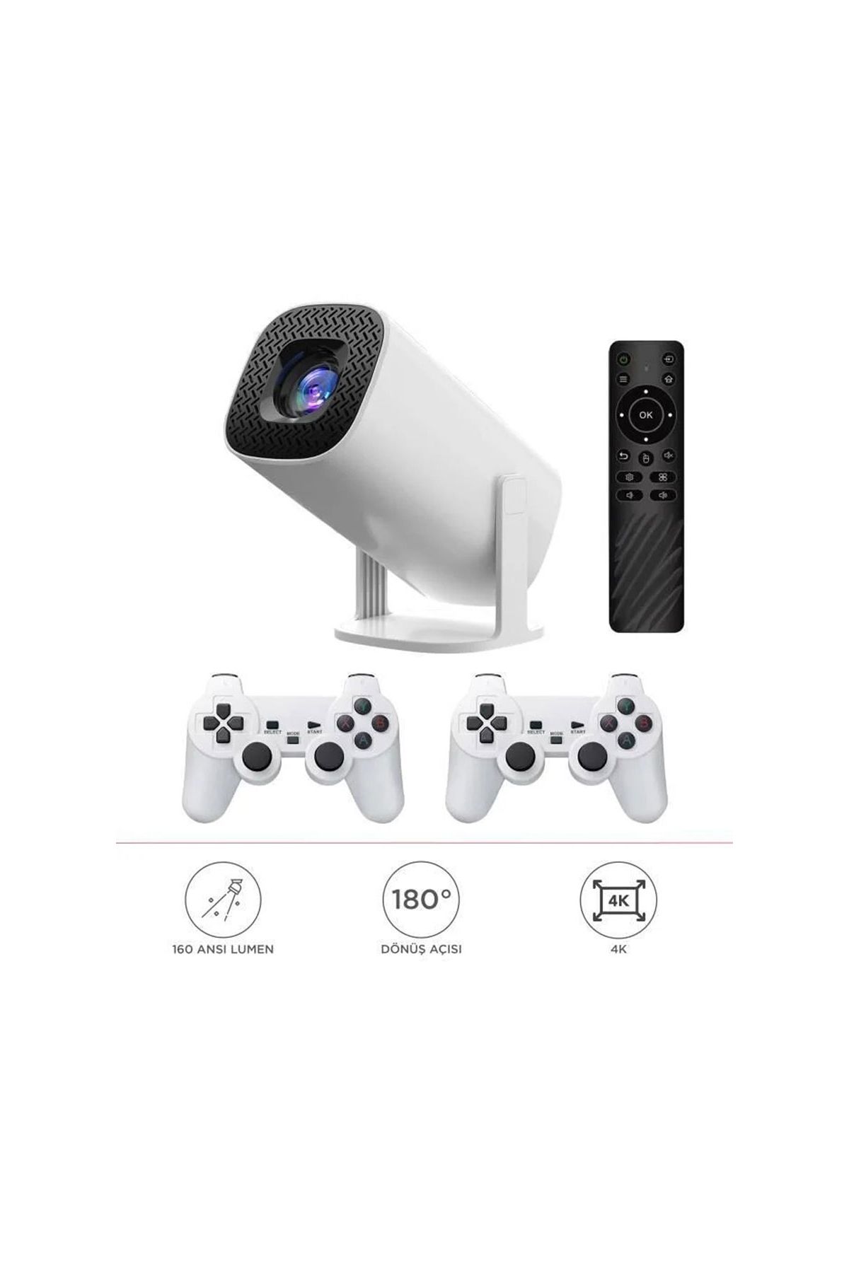 Max Mini Beyaz Taşınabilir Retro Video Konsolu Android Akıllı Projektör Projeksiyon P30