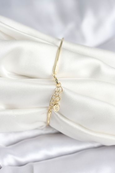 Beyaz Sedefli Yonca Model Gold Renk Kadın Bileklik - TJ-BB8005
