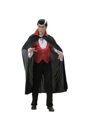 Kırmızı Yakalı Siyah Dracula Pelerin 120 cm