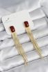 Sallantılı Bordo Mineli Gold Renk Kadın Küpe - TJ-BKP11306