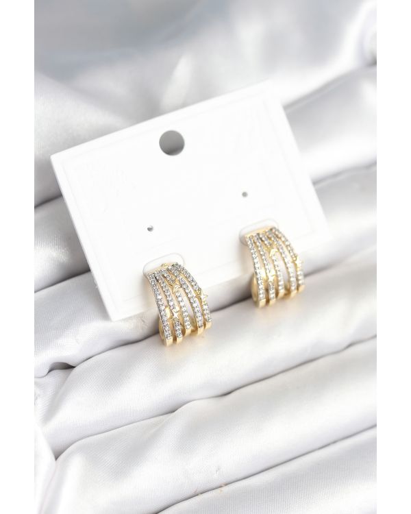 Kaburga Model Zirkon Taşlı Pirinç Kadın Küpe - TJ-BKP11310