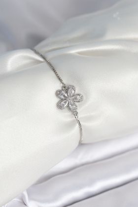 Çiçek Model Asansörlü Gümüş Renk Kadın Bileklik - TJ-BB8012